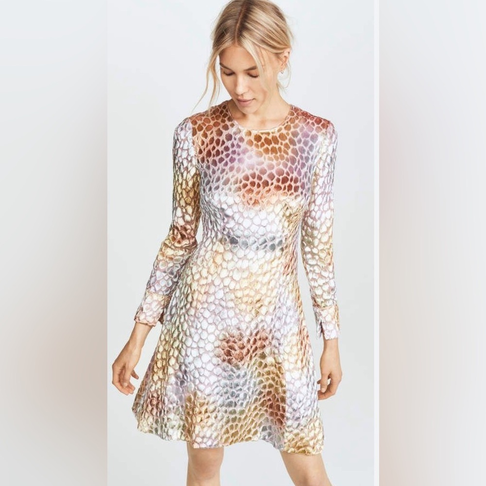 NWT Adam Lippes Burnout Velvet Dress Size 4‎ Silk Blend Pastel Multicolor